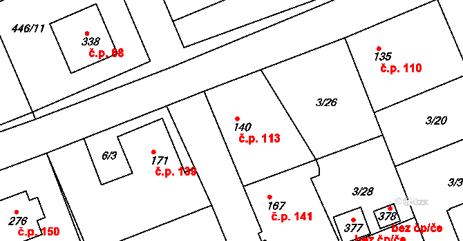 vraňany mapa Vraňany 113 na parcele st. 140 v KÚ Vraňany   katastrální mapa vraňany mapa