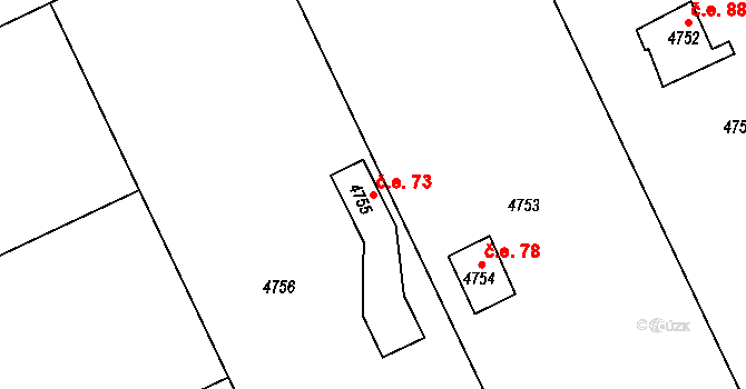 Dejvice 73, Praha na parcele st. 4755 v KÚ Dejvice, Katastrální mapa