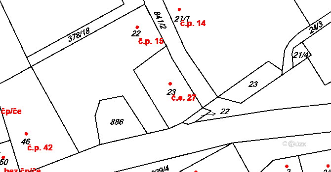 Chramosty 50, Dublovice na parcele st. 23 v KÚ Chramosty, Katastrální mapa