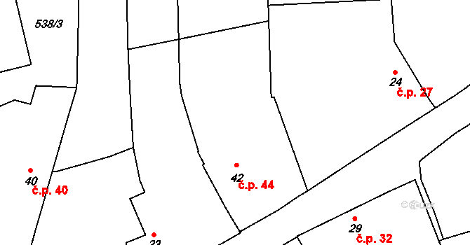 Křepenice 44 na parcele st. 42 v KÚ Křepenice, Katastrální mapa
