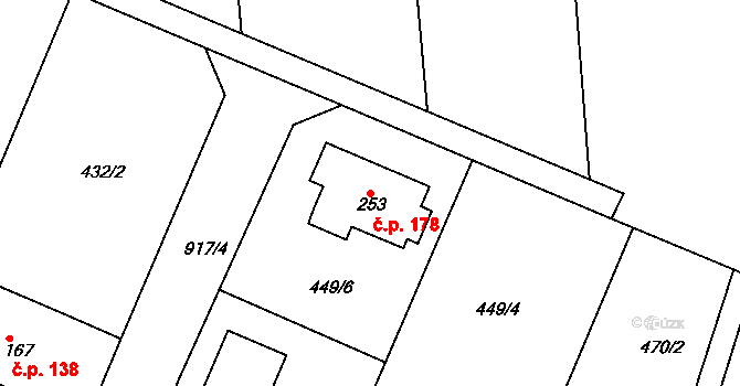 Starý Rožmitál 178, Rožmitál pod Třemšínem na parcele st. 253 v KÚ Starý Rožmitál, Katastrální mapa