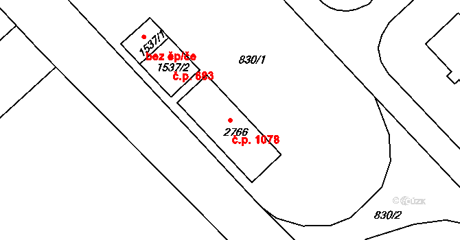 Sezimovo Ústí 1078 na parcele st. 2766 v KÚ Sezimovo Ústí, Katastrální mapa