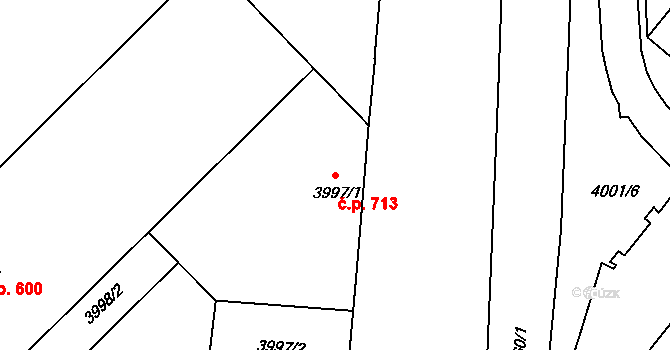 Liberec III-Jeřáb 713, Liberec na parcele st. 3997/1 v KÚ Liberec, Katastrální mapa