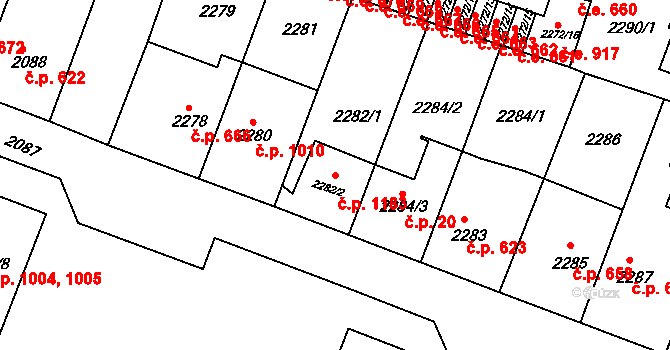 Kuřim 1183 na parcele st. 2282/2 v KÚ Kuřim, Katastrální mapa