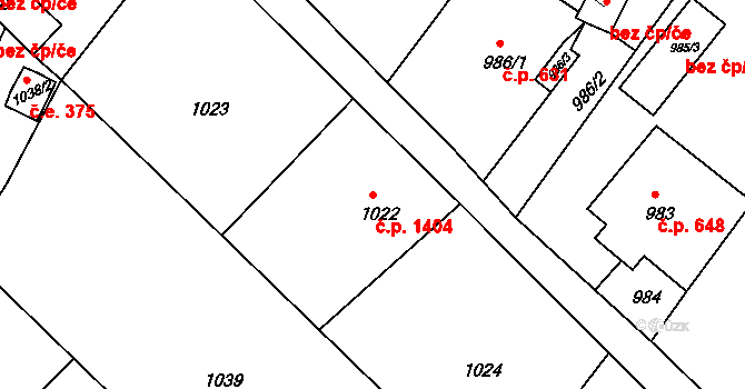 Rumburk 1 1404, Rumburk na parcele st. 1022 v KÚ Rumburk, Katastrální mapa