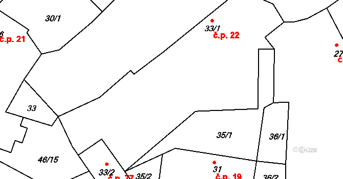Hradišťko II 22, Žiželice na parcele st. 33/1 v KÚ Hradišťko II, Katastrální mapa