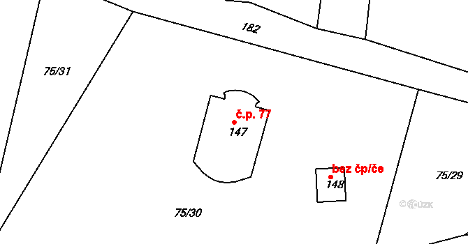 Míčov 77, Míčov-Sušice na parcele st. 147 v KÚ Míčov, Katastrální mapa