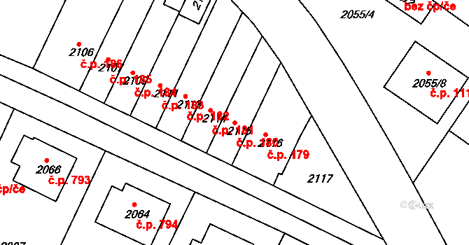 Jemnice 180 na parcele st. 2115 v KÚ Jemnice, Katastrální mapa