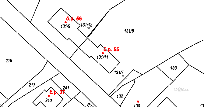 Kojetice 55, Ústí nad Labem na parcele st. 131/11 v KÚ Kojetice u Malečova, Katastrální mapa
