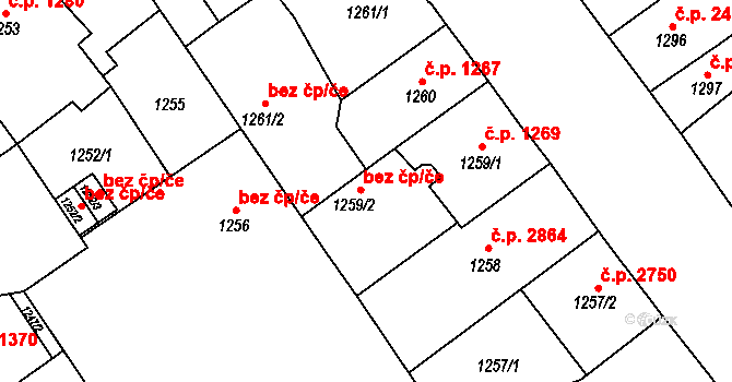Teplice 39162435 na parcele st. 1259/2 v KÚ Teplice, Katastrální mapa