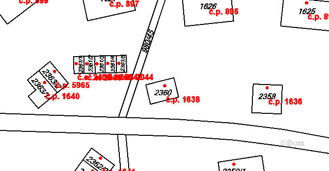 Zlín 1638 na parcele st. 2360 v KÚ Zlín, Katastrální mapa