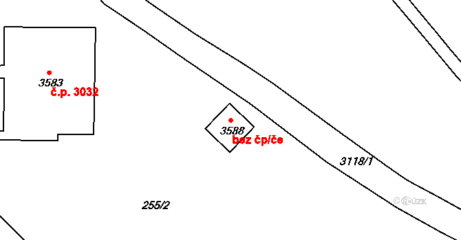 Kroměříž 44994435 na parcele st. 3588 v KÚ Kroměříž, Katastrální mapa