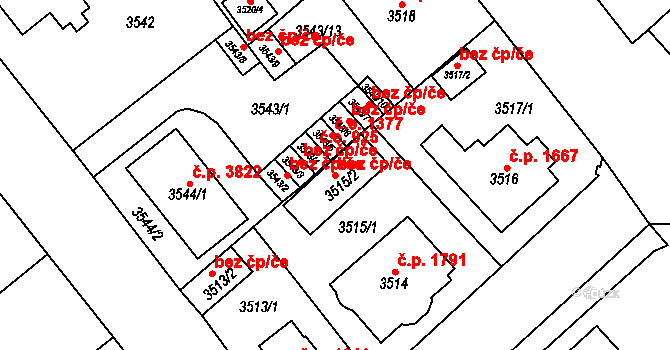 Chomutov 45040435 na parcele st. 3515/2 v KÚ Chomutov I, Katastrální mapa