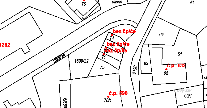 Vejprty 45092435 na parcele st. 71 v KÚ Vejprty, Katastrální mapa