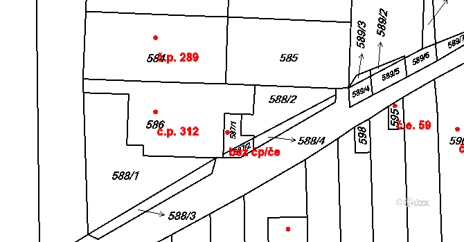 Opatovice 46058435 na parcele st. 587/1 v KÚ Opatovice u Rajhradu, Katastrální mapa