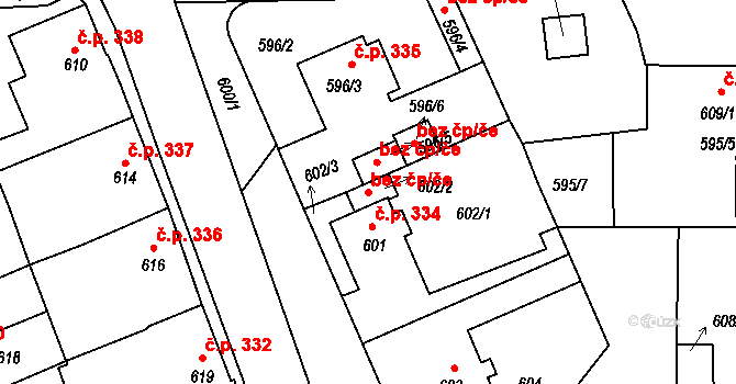 Bechyně 47418435 na parcele st. 602/2 v KÚ Bechyně, Katastrální mapa