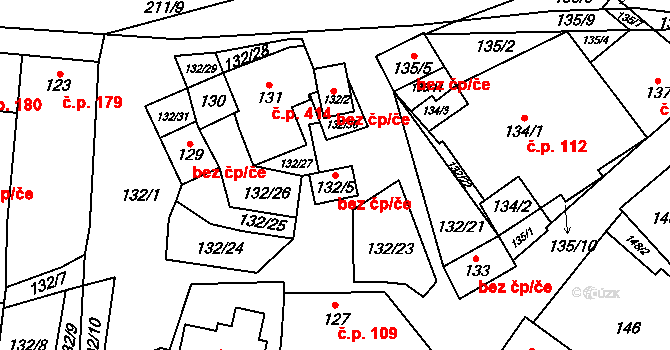 Hodonice 47777435 na parcele st. 132/5 v KÚ Hodonice, Katastrální mapa