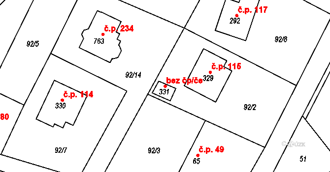 Řitka 48402435 na parcele st. 331 v KÚ Řitka, Katastrální mapa