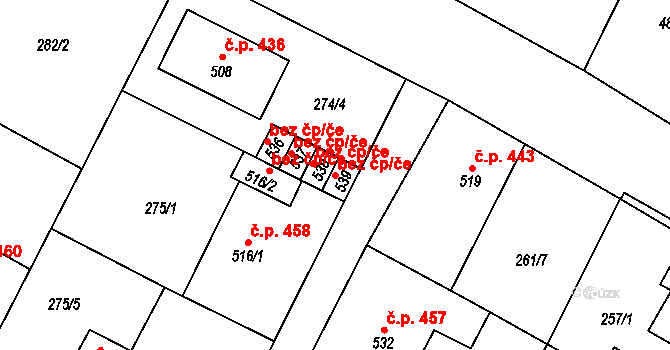 Třebenice 49449435 na parcele st. 539 v KÚ Třebenice, Katastrální mapa