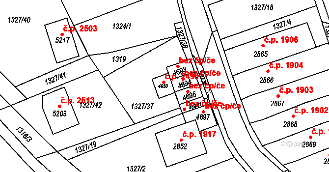 Blansko 2490 na parcele st. 4950 v KÚ Blansko, Katastrální mapa