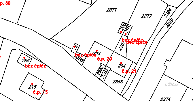 Prostřední Lipka 20, Králíky na parcele st. 203 v KÚ Prostřední Lipka, Katastrální mapa