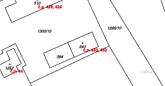Holýšov 452,453 na parcele st. 543 v KÚ Holýšov, Katastrální mapa