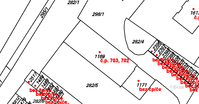 Heřmanův Městec 702,703 na parcele st. 1169 v KÚ Heřmanův Městec, Katastrální mapa