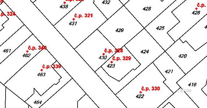 Jakubské Předměstí 328, Jaroměř na parcele st. 430 v KÚ Jaroměř, Katastrální mapa