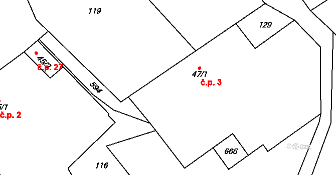 Habřinka 3, Bukovka na parcele st. 47/1 v KÚ Bukovka, Katastrální mapa