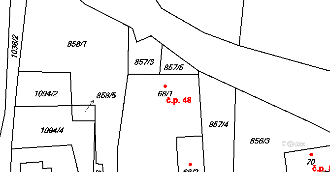 Lučenice 48, Chroboly na parcele st. 68/1 v KÚ Chroboly, Katastrální mapa