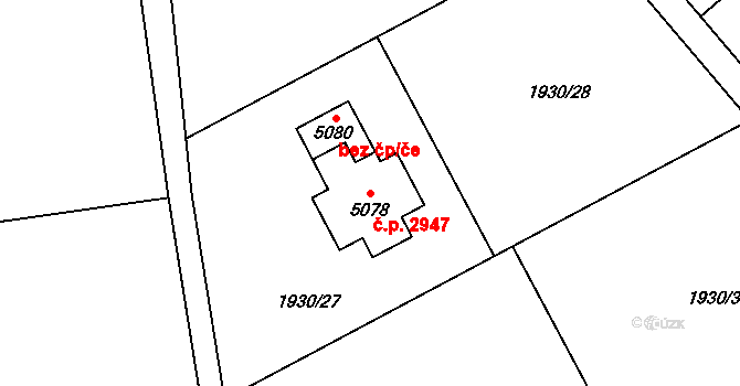 Rožnov pod Radhoštěm 2947 na parcele st. 5078 v KÚ Rožnov pod Radhoštěm, Katastrální mapa