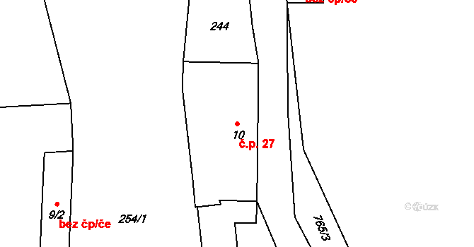 Vadkov 27, Lhenice na parcele st. 10 v KÚ Vadkov, Katastrální mapa