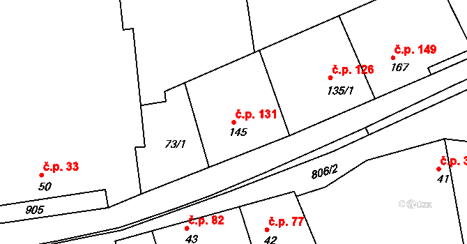 Líšťany 131 na parcele st. 145 v KÚ Líšťany u Cítolib, Katastrální mapa