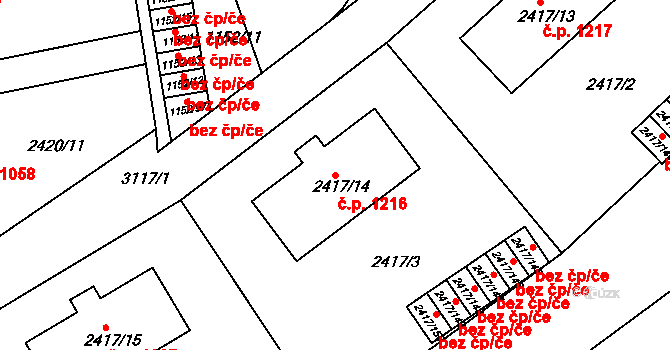 Rychnov nad Kněžnou 1216 na parcele st. 2417/14 v KÚ Rychnov nad Kněžnou, Katastrální mapa