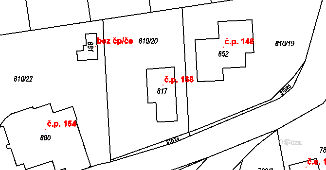 Halouny 138, Svinaře na parcele st. 817 v KÚ Svinaře, Katastrální mapa