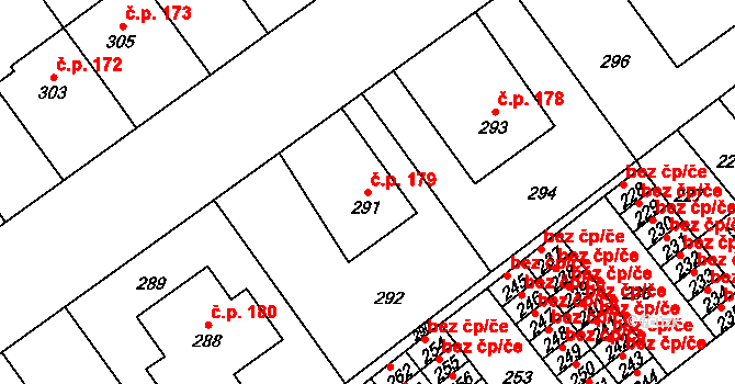 Přerov IV-Kozlovice 179, Přerov na parcele st. 291 v KÚ Kozlovice u Přerova, Katastrální mapa