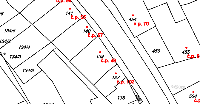 Přerov VI-Újezdec 49, Přerov na parcele st. 139 v KÚ Újezdec u Přerova, Katastrální mapa
