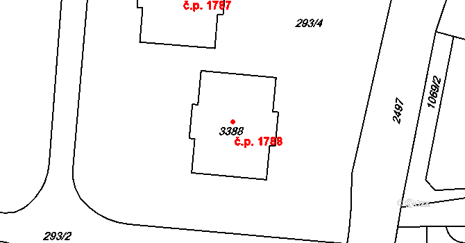 Hranice I-Město 1788, Hranice na parcele st. 3388 v KÚ Hranice, Katastrální mapa