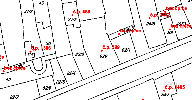Lipník nad Bečvou I-Město 789, Lipník nad Bečvou na parcele st. 929 v KÚ Lipník nad Bečvou, Katastrální mapa