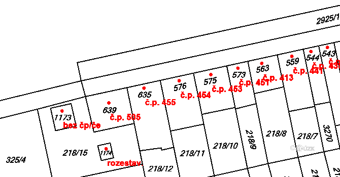 Tovačov I-Město 454, Tovačov na parcele st. 576 v KÚ Tovačov, Katastrální mapa