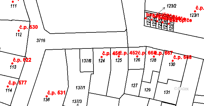 Kutná Hora-Vnitřní Město 456, Kutná Hora na parcele st. 124 v KÚ Kutná Hora, Katastrální mapa