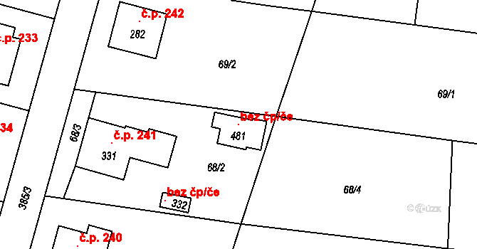 Sedlec-Prčice 121564436 na parcele st. 481 v KÚ Sedlec u Votic, Katastrální mapa