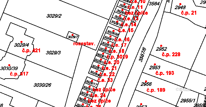 Nosálovice 20, Vyškov na parcele st. 3028/14 v KÚ Vyškov, Katastrální mapa