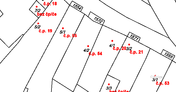 Peč 54 na parcele st. 4/2 v KÚ Peč, Katastrální mapa
