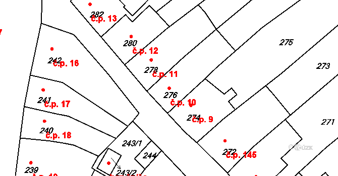 Mimoň IV 10, Mimoň na parcele st. 276 v KÚ Mimoň, Katastrální mapa