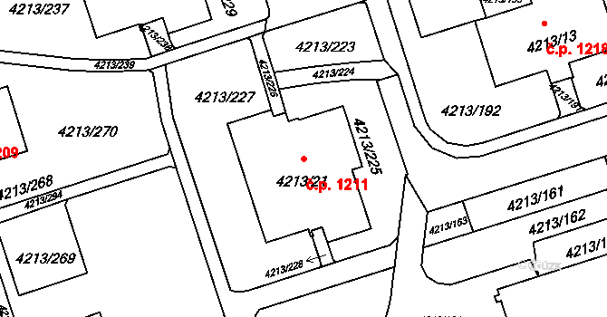 Lutyně 1211, Orlová na parcele st. 4213/21 v KÚ Horní Lutyně, Katastrální mapa
