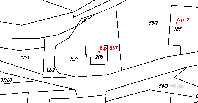 Střítež nad Bečvou 237 na parcele st. 298 v KÚ Střítež nad Bečvou, Katastrální mapa