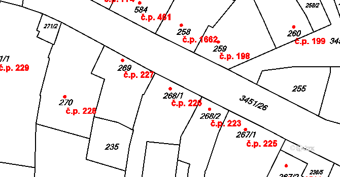 Lysá nad Labem 226 na parcele st. 268/1 v KÚ Lysá nad Labem, Katastrální mapa