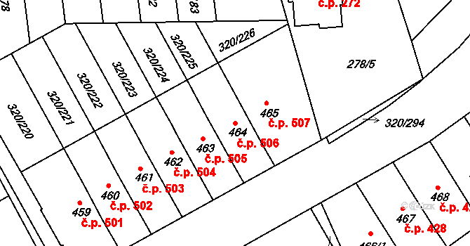 Přední Ptákovice 506, Strakonice na parcele st. 464 v KÚ Přední Ptákovice, Katastrální mapa