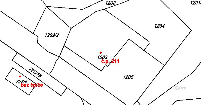 Miřetice u Klášterce nad Ohří 211, Klášterec nad Ohří na parcele st. 1203/3 v KÚ Miřetice u Klášterce nad Ohří, Katastrální mapa